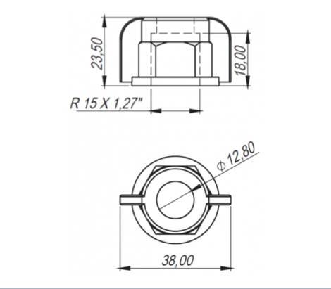 Capa Curta Universal Rosca 18x1,5mm M218/2 pacote 10 peças - Imagem 3