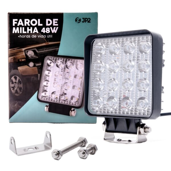 Par Farol 16 Leds Branco 48W Aplicação Universal Adaptação - Imagem 3