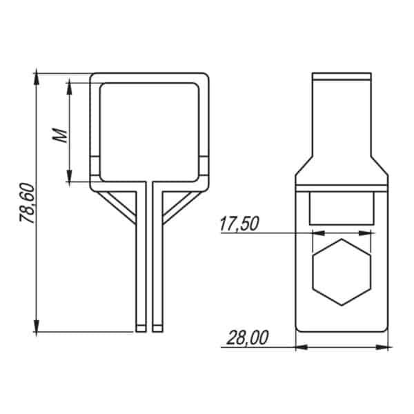 Abraçadeira Tubo Quadrado 38mm c/ Conector Sextavado 10 pcs - Imagem 3